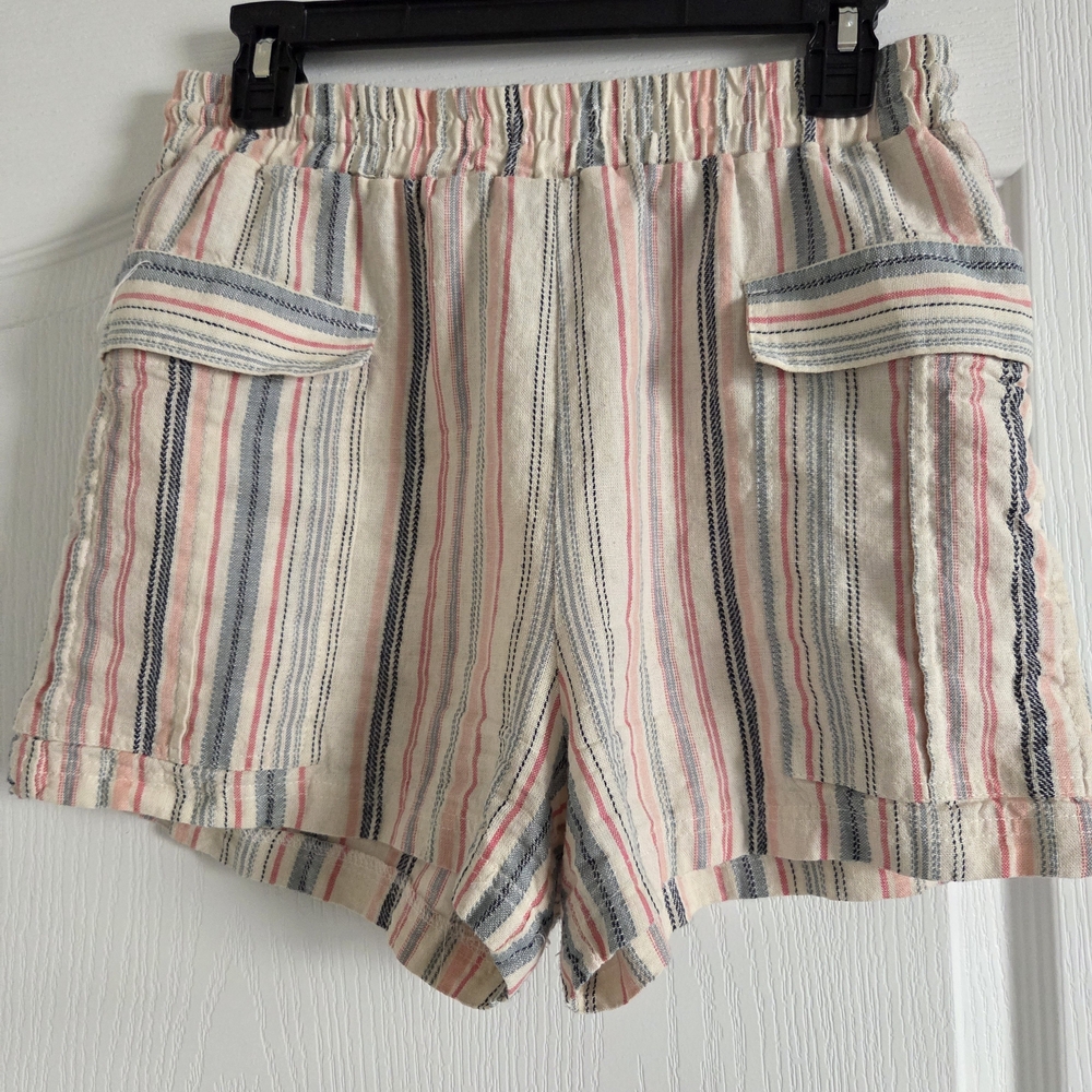 Indigo Rein Cream Shorts with Pink & Blue Stripes